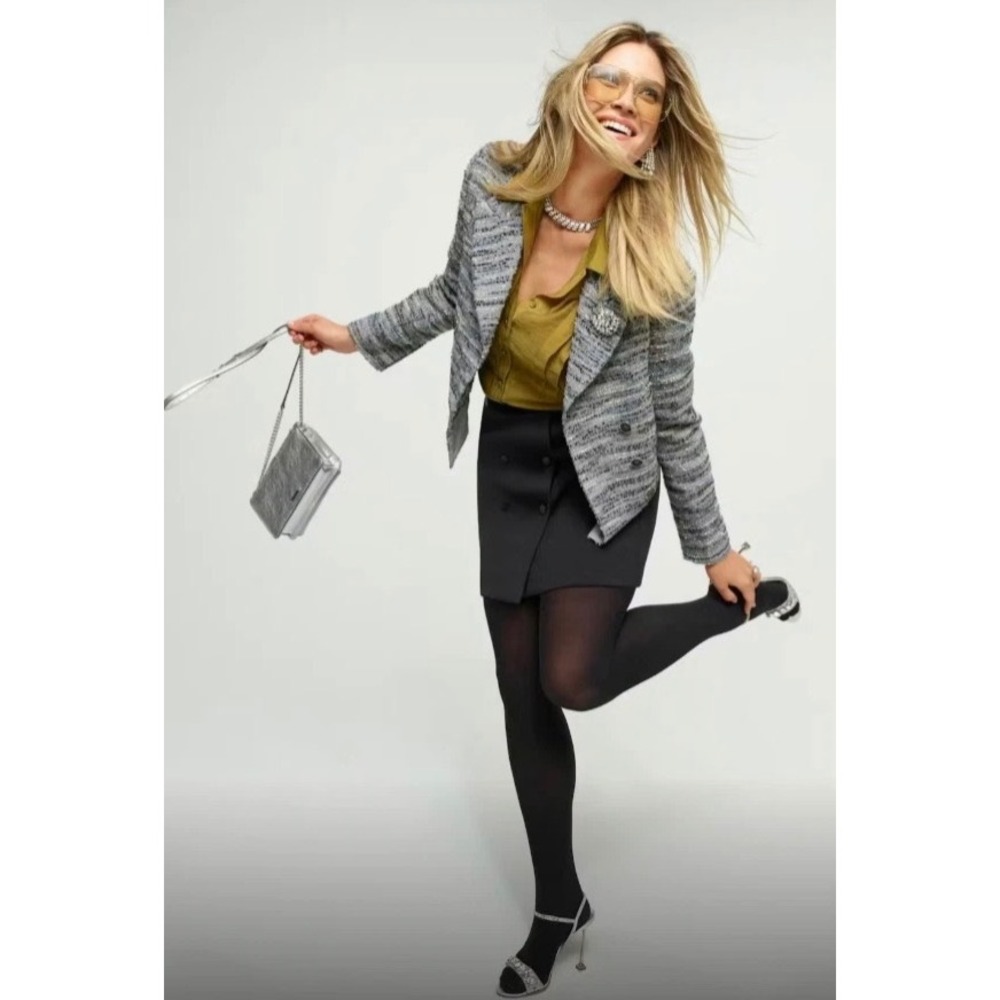Cabi Radience Jacket Blue Greys Blues Tweed Double Breasted Size Extra Small - Picture 9 of 9